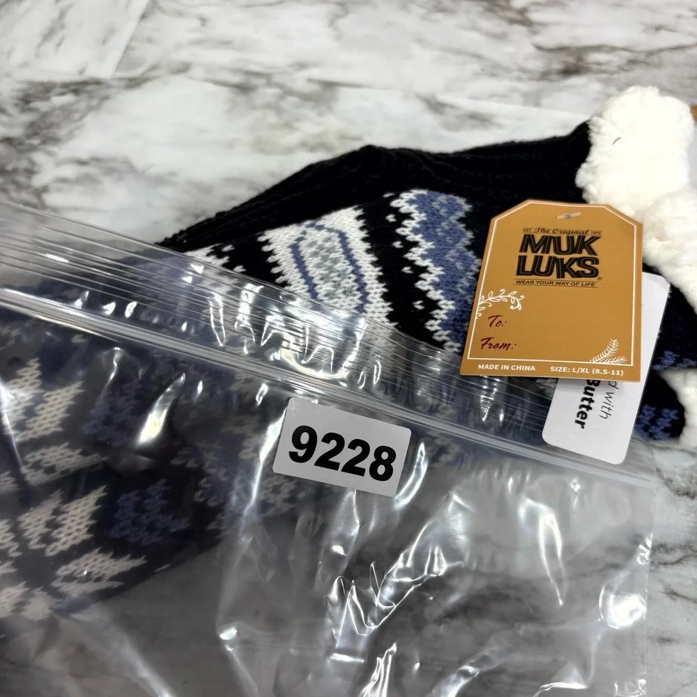 Muk Luks Cozy Socks Unisex L/XL 8.5-11 Fair Isle Shea‎ Butter Infused Fur Lining